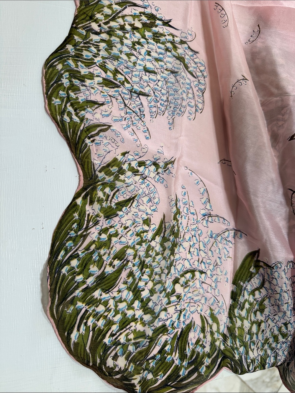 Carol Stanley Pink Botanical Print Silk Scarf made in Japan VINTAGE - Picture 15 of 16
